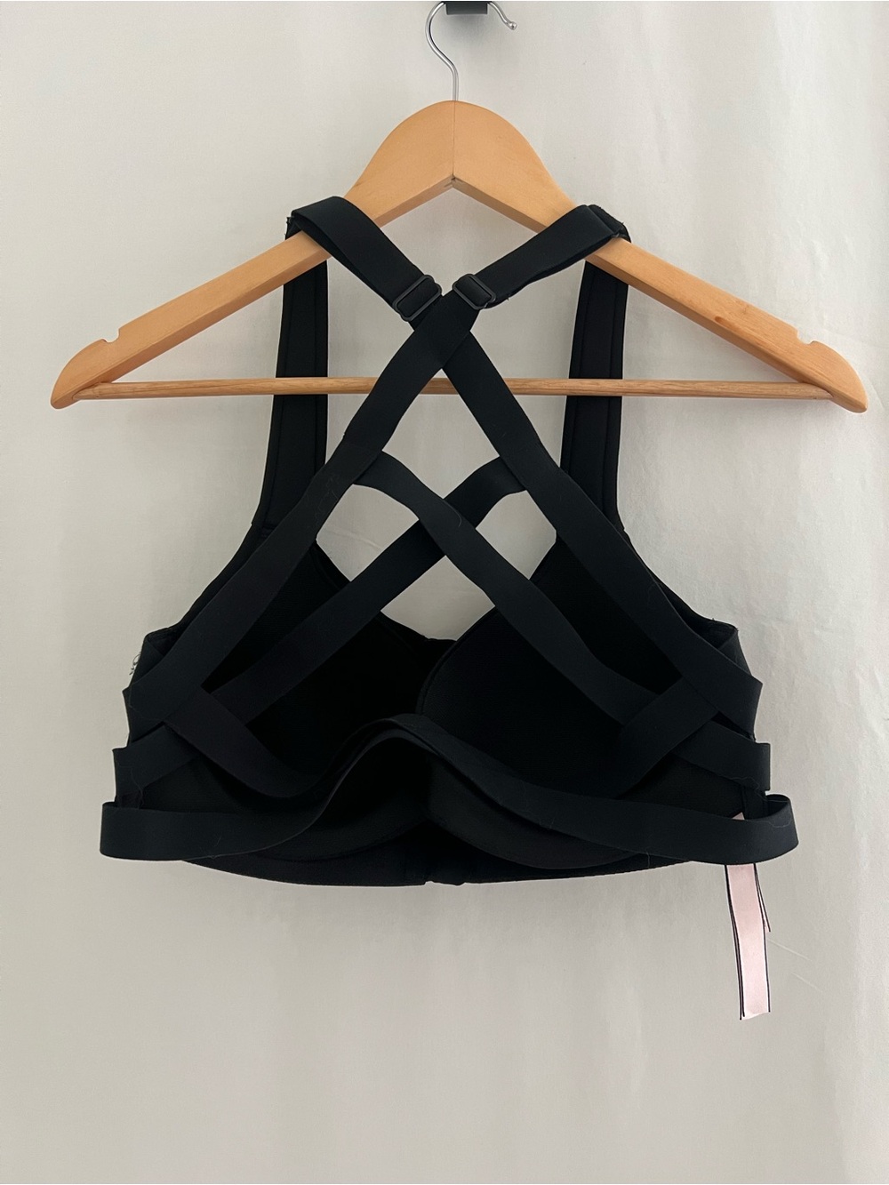 Victoria Secret Knockout Front Zip Strappy Back Sports Bra 34D Black - Picture 3 of 4